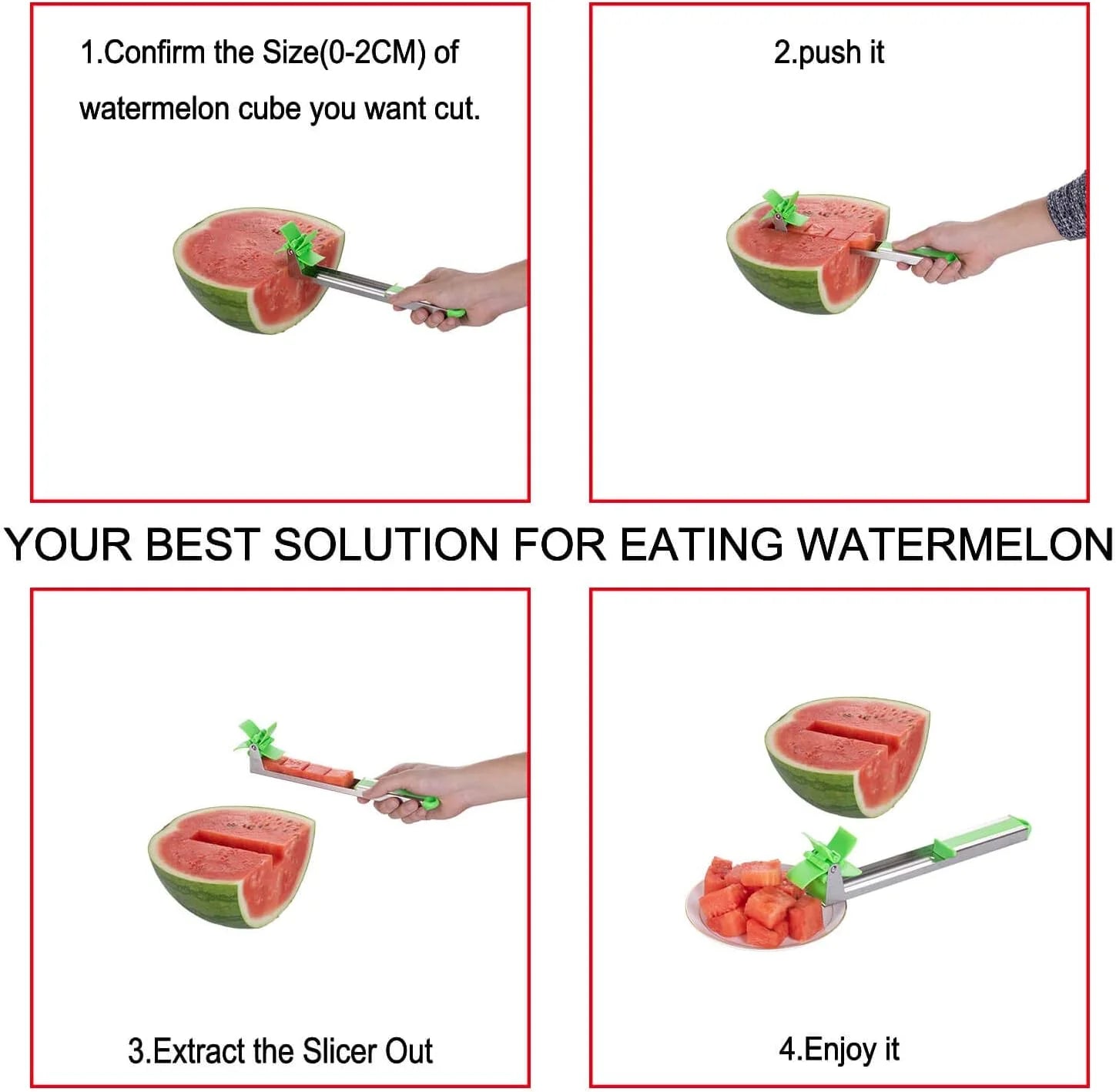 Watermelon Windmill Cutter Slicer Stainless Steel Shape Fruit Tools Quickly Cut Tool Kitchen Gadgets with Melon Scoop