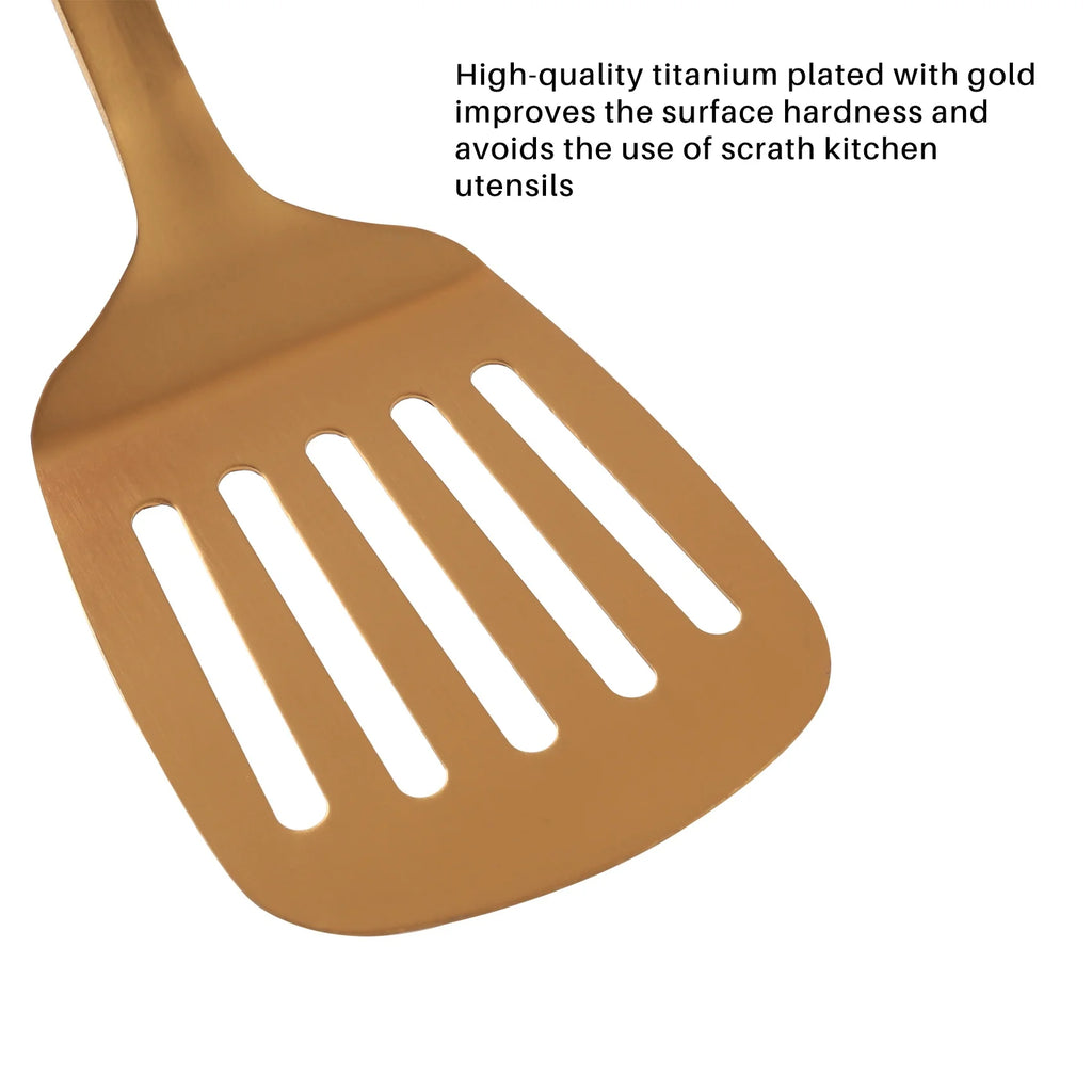 Stainless Steel Kitchen Utensils 5-Piece Cooking Trowel Set Tool Gold