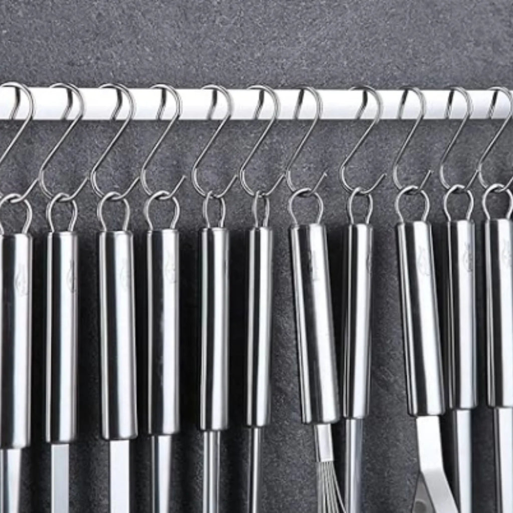 Kitchen Utensils Set 38 Pieces Stainless Steel Cooking Utensils Set Kitchen Gadgets Cookware Kitchen Tool Set with Utensil Holder Rack And Hooks For Hanging Dishwasher Safe