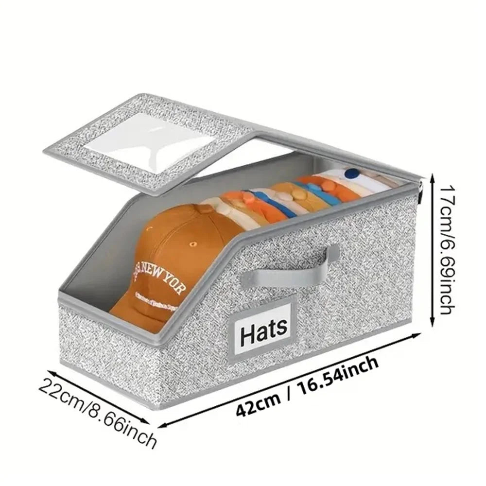 4 PCS Stackable Hat Storage for Baseball Caps Hat Storage Boxes for Closet Holds up to 12 Caps with Cardboard Hat Organizer for Women &amp; Men (Grey)