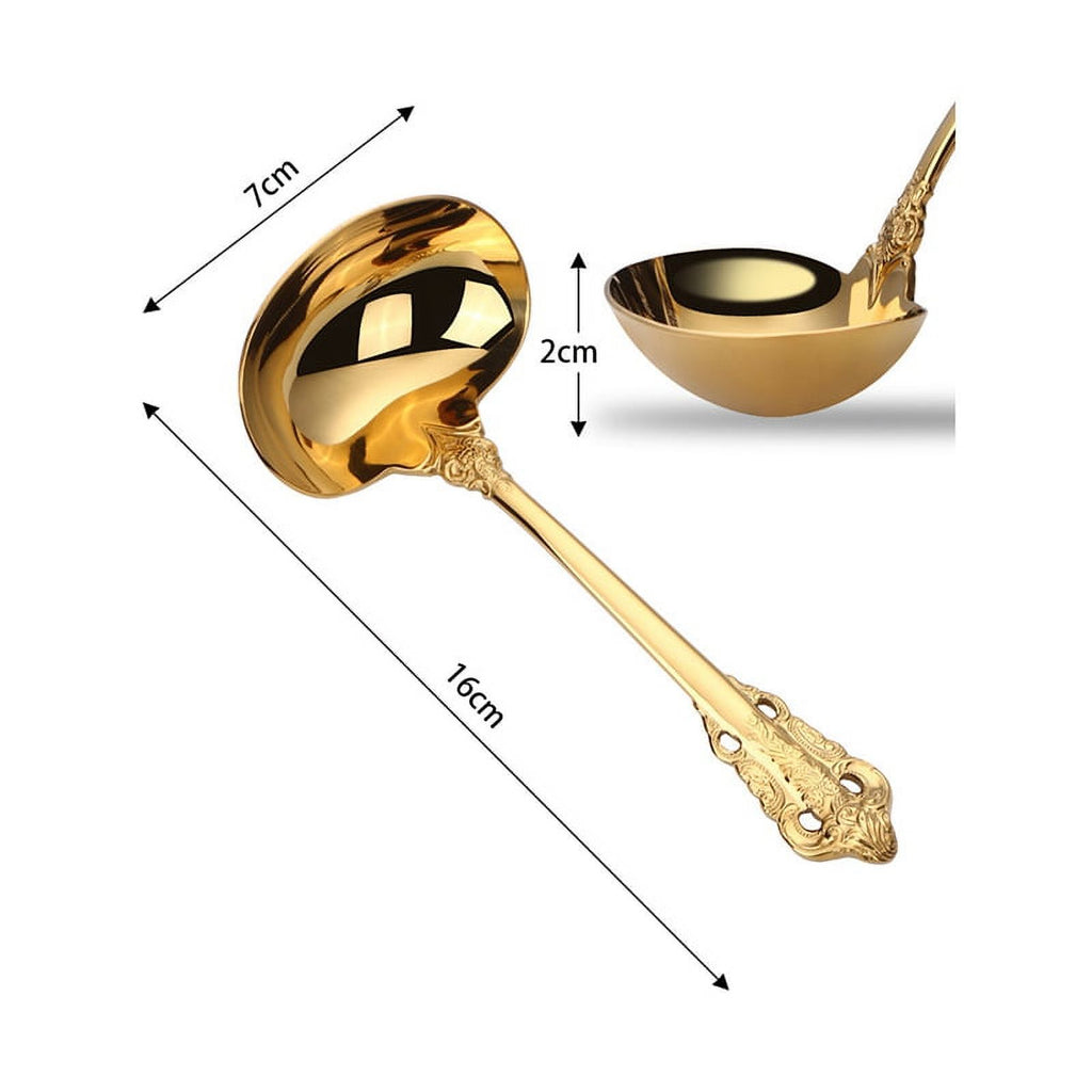 304 Stainless Steel Soup Ladle Cooking Tool Kitchen Gold Plated Spoon