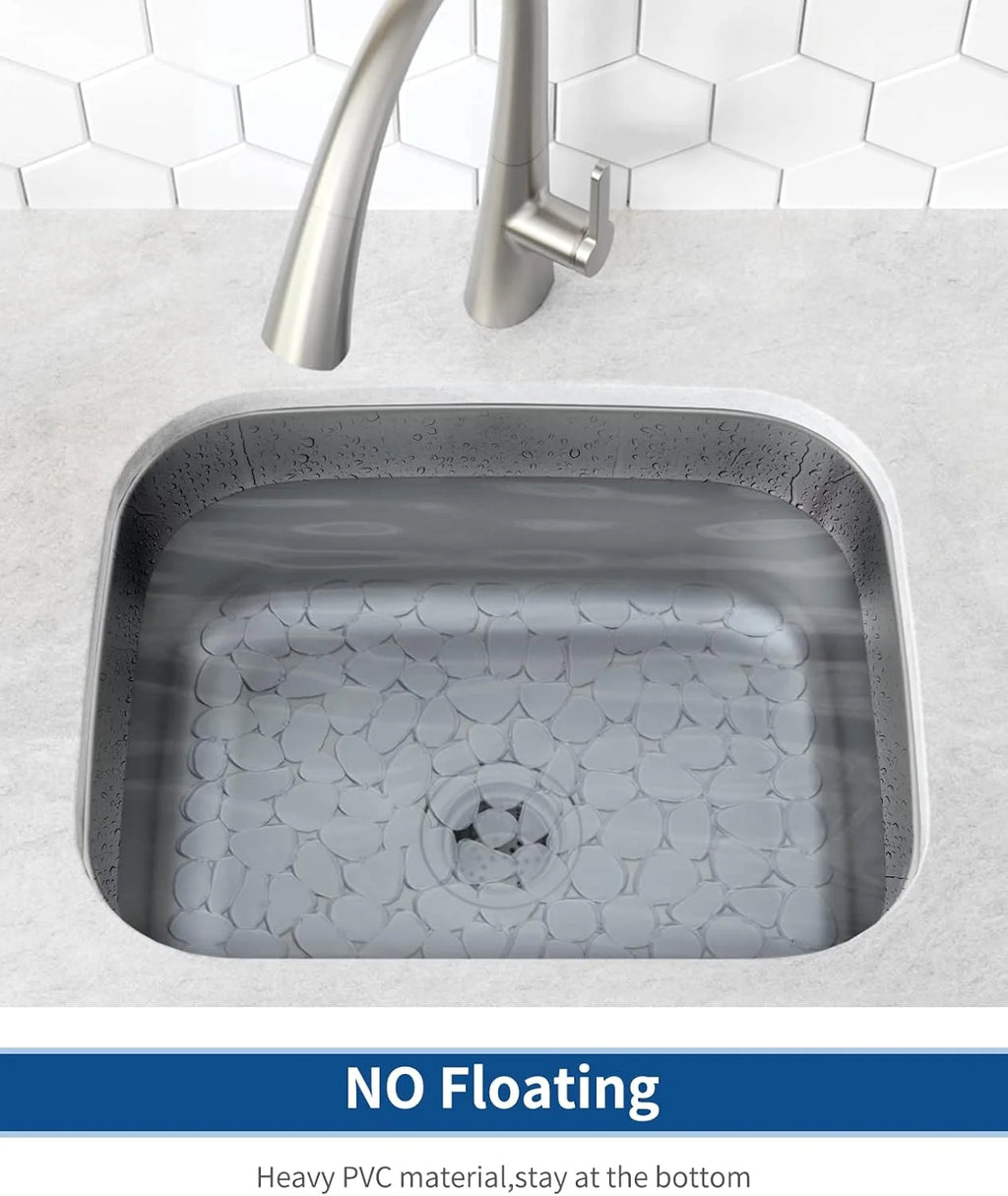 Bligli Pebble Sink Mat 2-Pack - PVC Kitchen Protector for Stainless Steel/Ceramic Dish Drying Mat for Dishes 15.7" x 11.8" Clear
