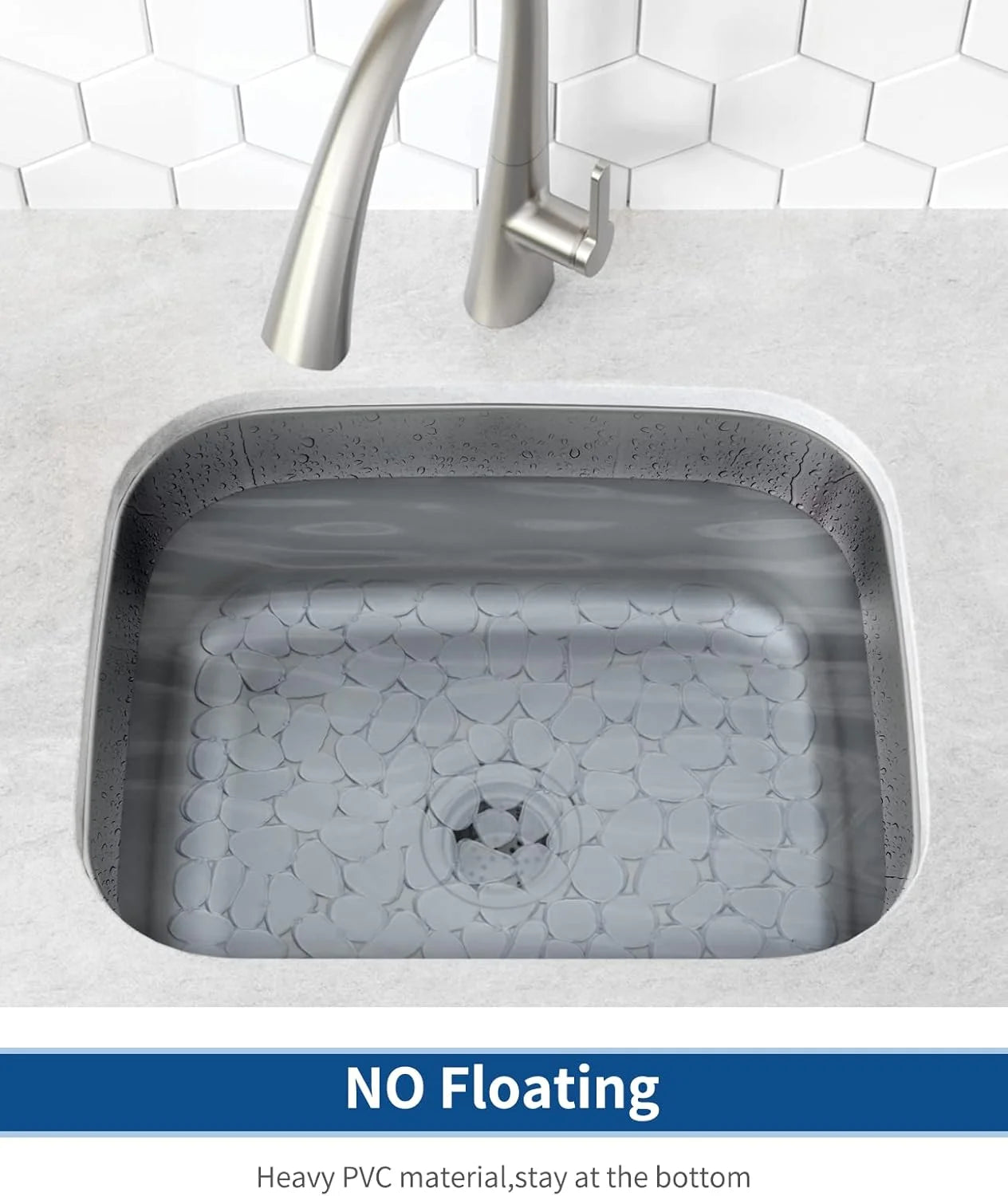 Bligli Pebble Sink Mat 2-Pack - PVC Kitchen Protector for Stainless Steel/Ceramic Dish Drying Mat for Dishes 15.7" x 11.8" Clear