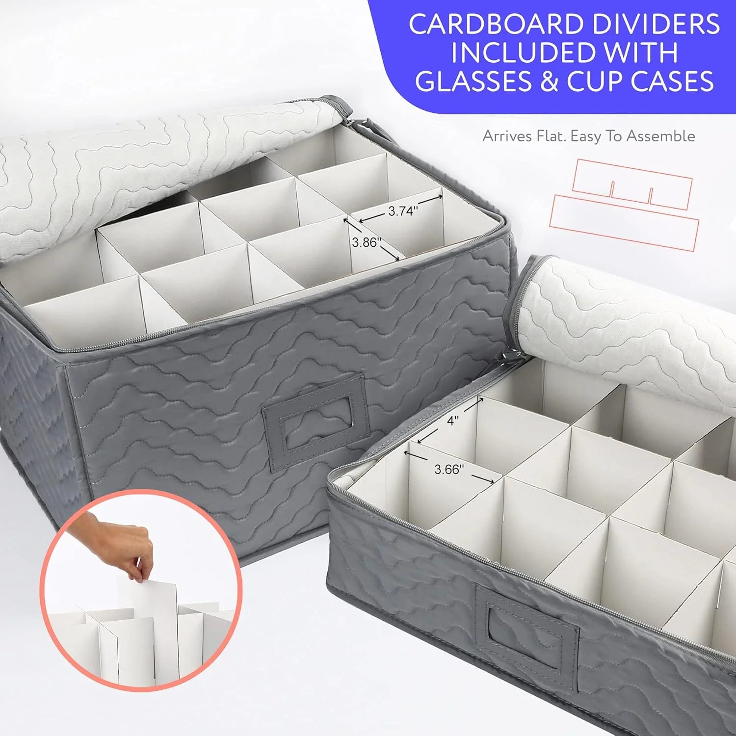 China Storage Containers - Quilted 6-Piece Set Storage Box- Stores Chinaware Stemware Dinnerware Dish Storage Service for 12 48 Pcs Felt Protectors Cardboard Dividers Included
