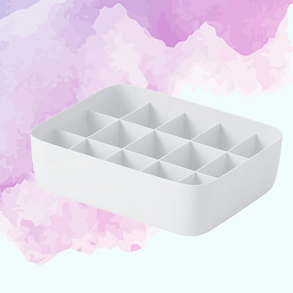 3pcs Underwear Storage Box Plastic Storage Basket Stackable Storage Container with 15-Compartment Divider for Bra Panties Socks(White)
