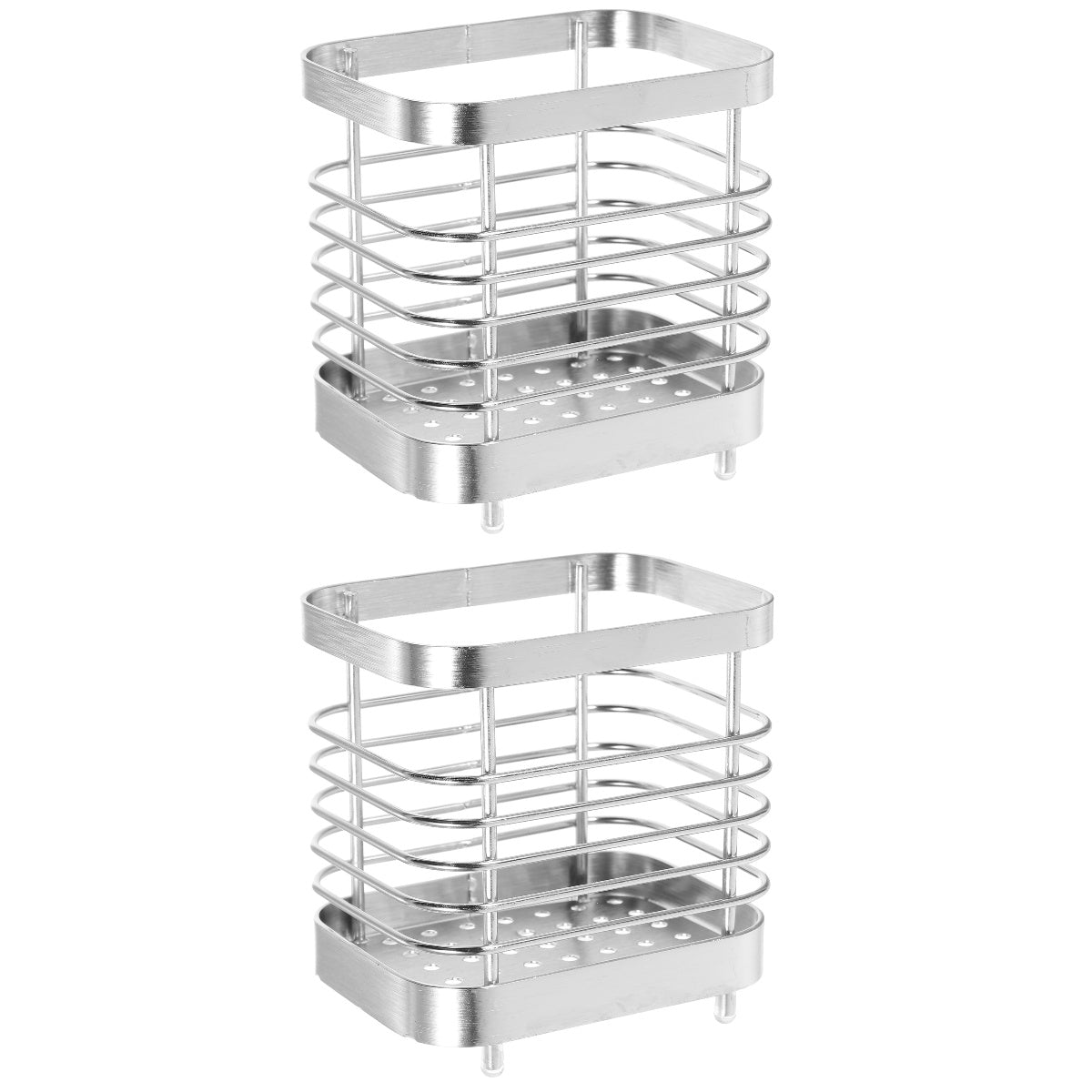 unbranded 2pcs Stainless Steel Cutlery Holder Kitchen Worktop Spoon Stand Space-saving Kitchen Utensil Holder