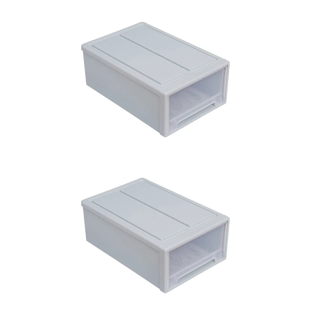 2pcs Drawer Clothes Storage Box- Out Drawer Container for Organizing Mens and Shoes Sandals Wedges Flats Heels and Accessories Blue