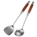 Stainless Steel for Carbon Steel Stainless Steel Wok Metal Wok Tools Set Wooden Handle Soup Ladle