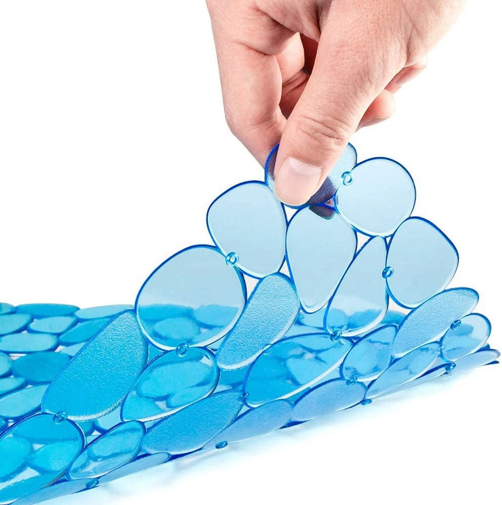 Bligli Pebble Sink Mat 2-Pack - PVC Kitchen Protector for Stainless Steel/Ceramic Dish Drying Mat for Dishes 15.7" x 11.8" Blue