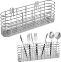 304 Stainless Steel Utensil Holder Dish Drying Rack kitchen Utensil Organizer Knife and Fork Drainage Rack Kitchen Drainage Basket Accessories With Hooks Rust Proof Color-Silver