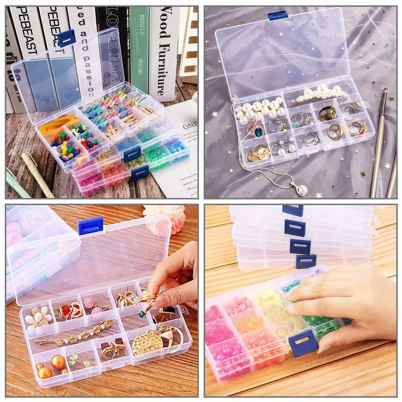 [Clear Jewelry Box] 6pcs Clear Jewelry Box | Plastic Bead Storage Craft Container Earrings Organizer