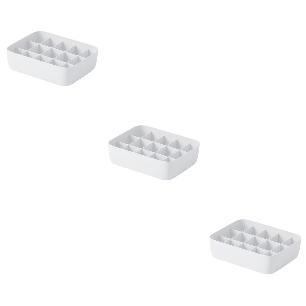 3pcs Underwear Storage Box Plastic Storage Basket Stackable Storage Container with 15-Compartment Divider for Bra Panties Socks(White)