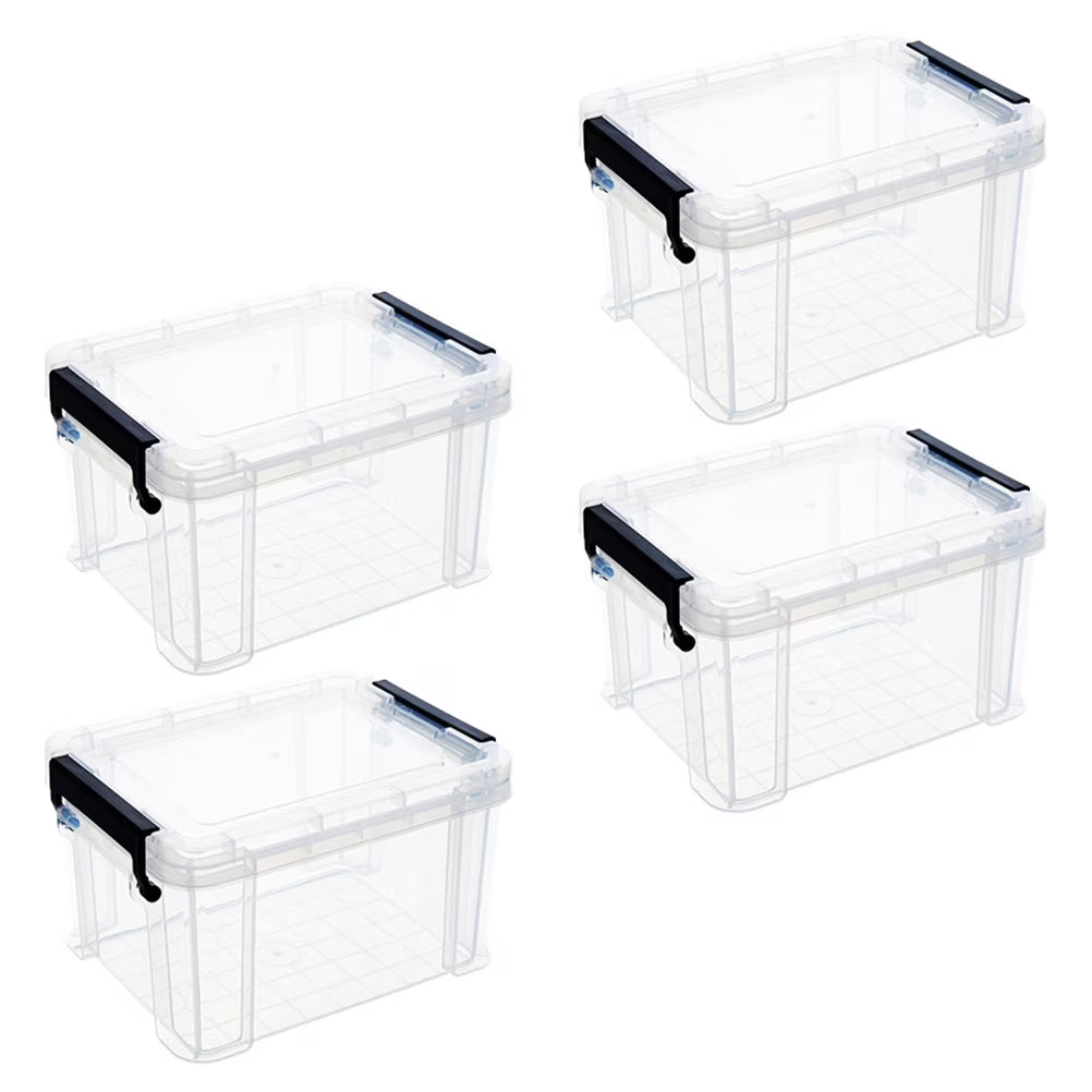 4Pcs Multi-functional Toy Storage Box Plastic Sundries Organizer with Lid Handles 8.5x6.5x5.0cm