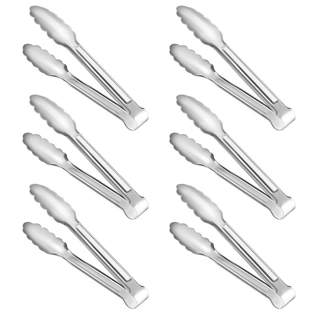 Unbranded 6 Pack Serving Tongs 7 Inch Stainless Steel Food Tongs for Salad Buffet Catering