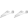 4 Pieces Stainless Steel Spaghetti Server Set Stainless Steel Spaghetti Pasta Tong Pasta Spoon Server Fork,2 x clip 2 x spoon,Silver
