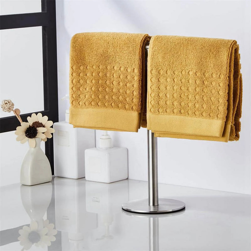 Brushed Standing Towel Rack Heavy Duty Base Stainless Steel T-Shaped Hand Towel Stand for Bathroom Kitchen.