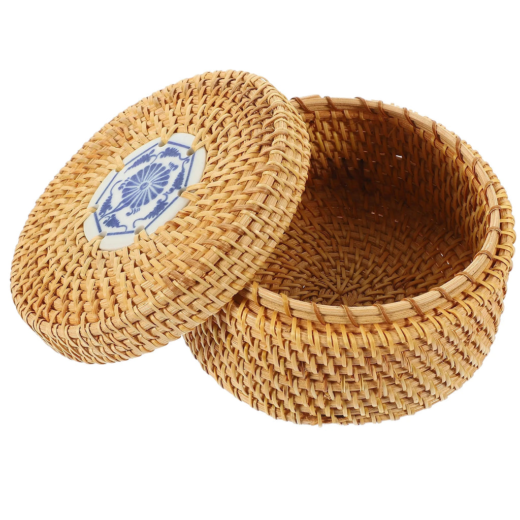 Toy Rattan Nut Box Household Storage Container 14X14X8CM