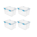 4-Pack 54 Qt Stackable Clear Storage Bins with Durable Latching Lids Space-Saving Sturdy Storage Box For Home Office Organization Clear Base and Lid