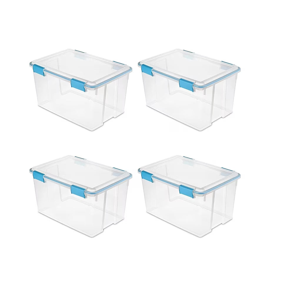 4-Pack 54 Qt Stackable Clear Storage Bins with Durable Latching Lids Space-Saving Sturdy Storage Box For Home Office Organization Clear Base and Lid