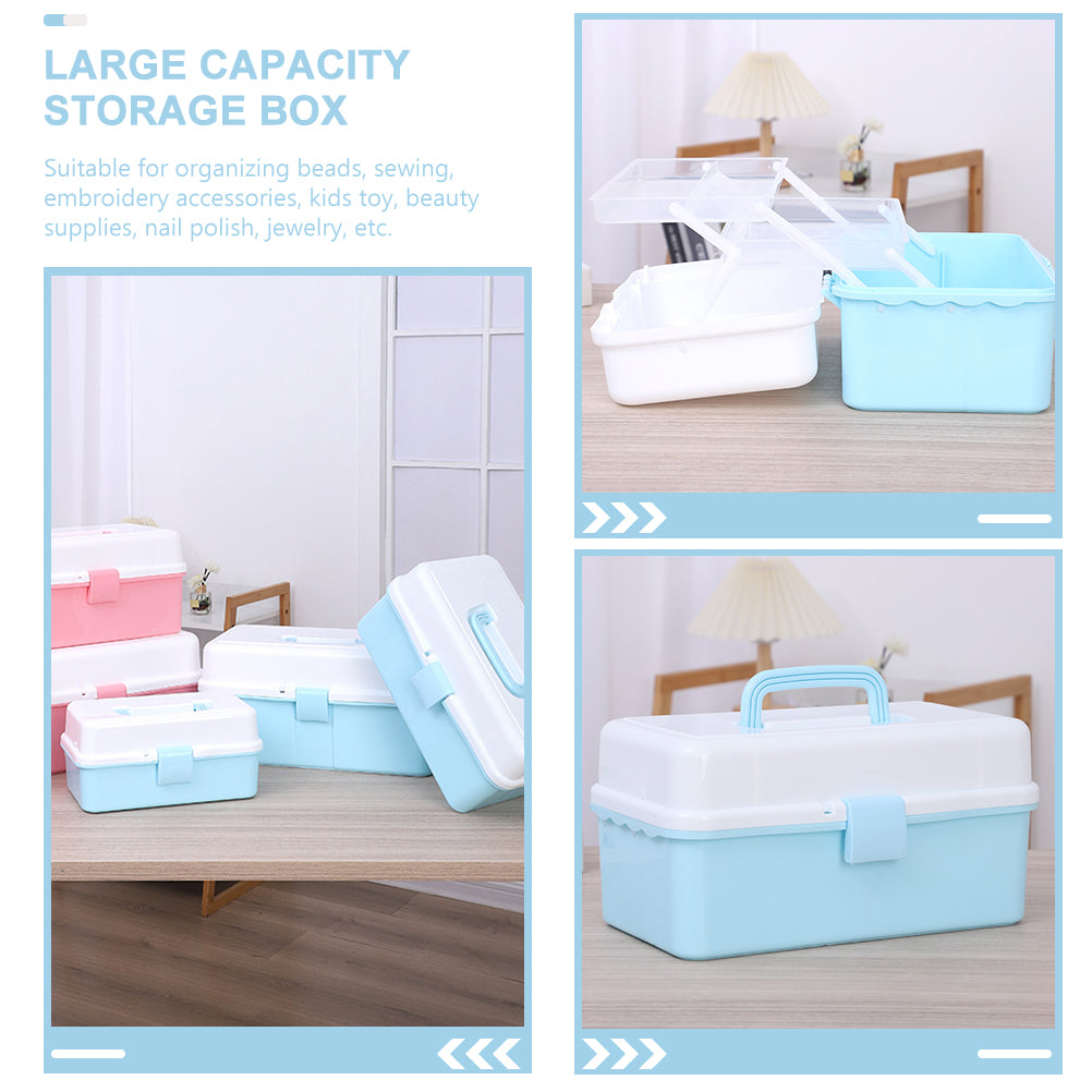 Organizer Boxes Art Tools Storage Container Blue Child