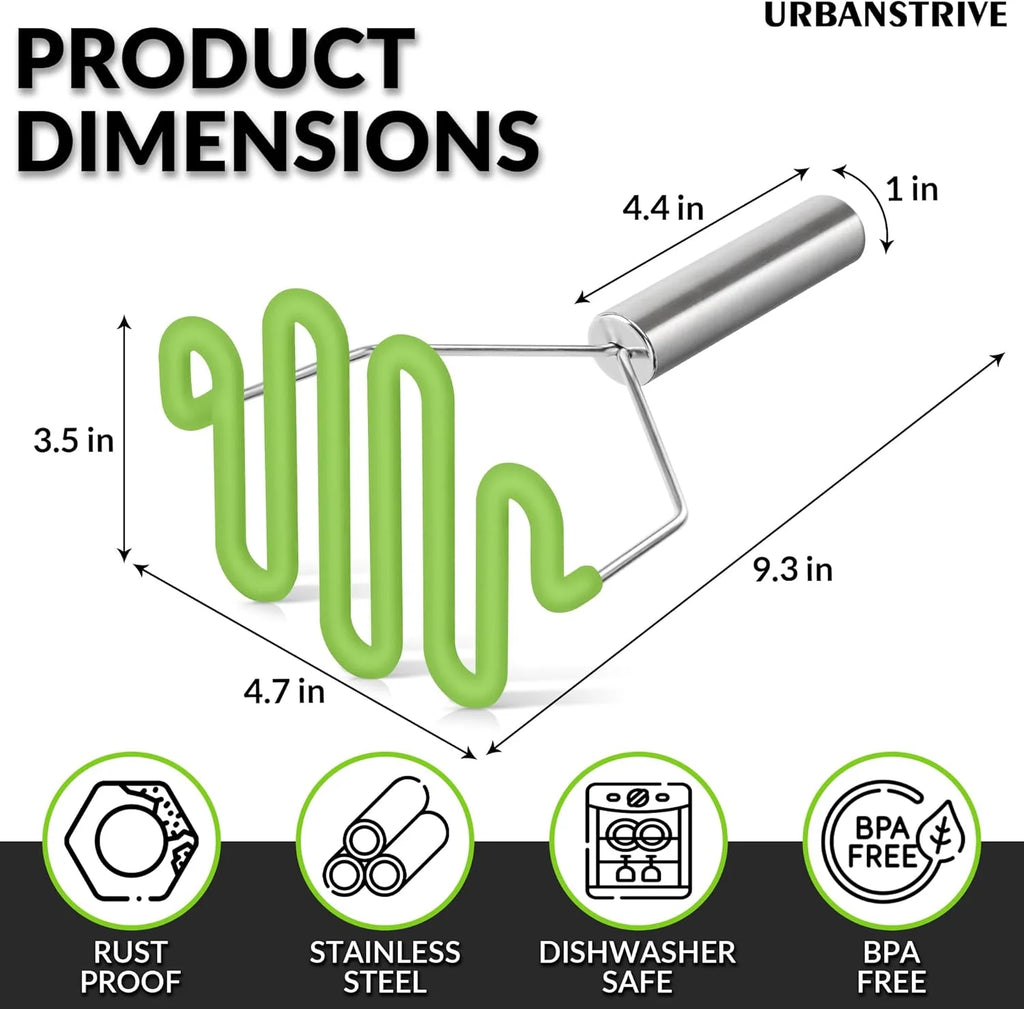 Non-Scratch Silicone Potato Masher Kitchen Tool Potatoes Masher Potato Masher Stainless Steel Wrapped In Premium Silicone Potato Smasher