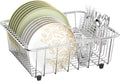 Dish Drying Rack in-Sink 304 Stainless Steel Dish Drainer with Stainless Steel Silverware Holder Over Inside Sink-Adjustable