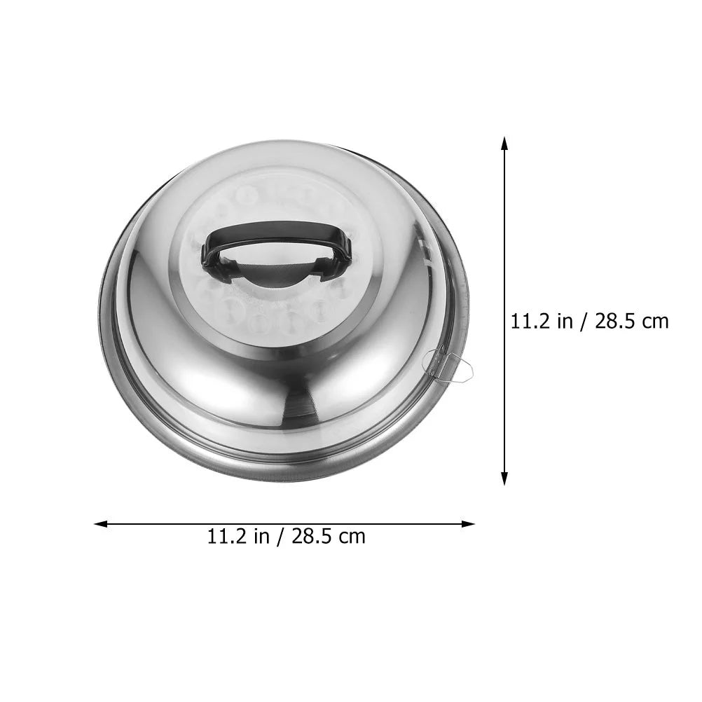 unbranded 2Pcs Stainless Steel Pot Covers 28.5cm Pot Lids Kitchen Accessories (Silver)