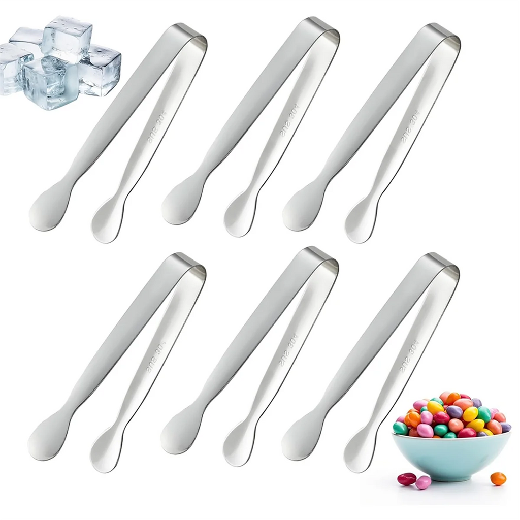 6PCS Mini Small Tiny Tongs 4.25Inch Stainless Steel Small Tongs for Serving Food Kitchen 304stainless Steel