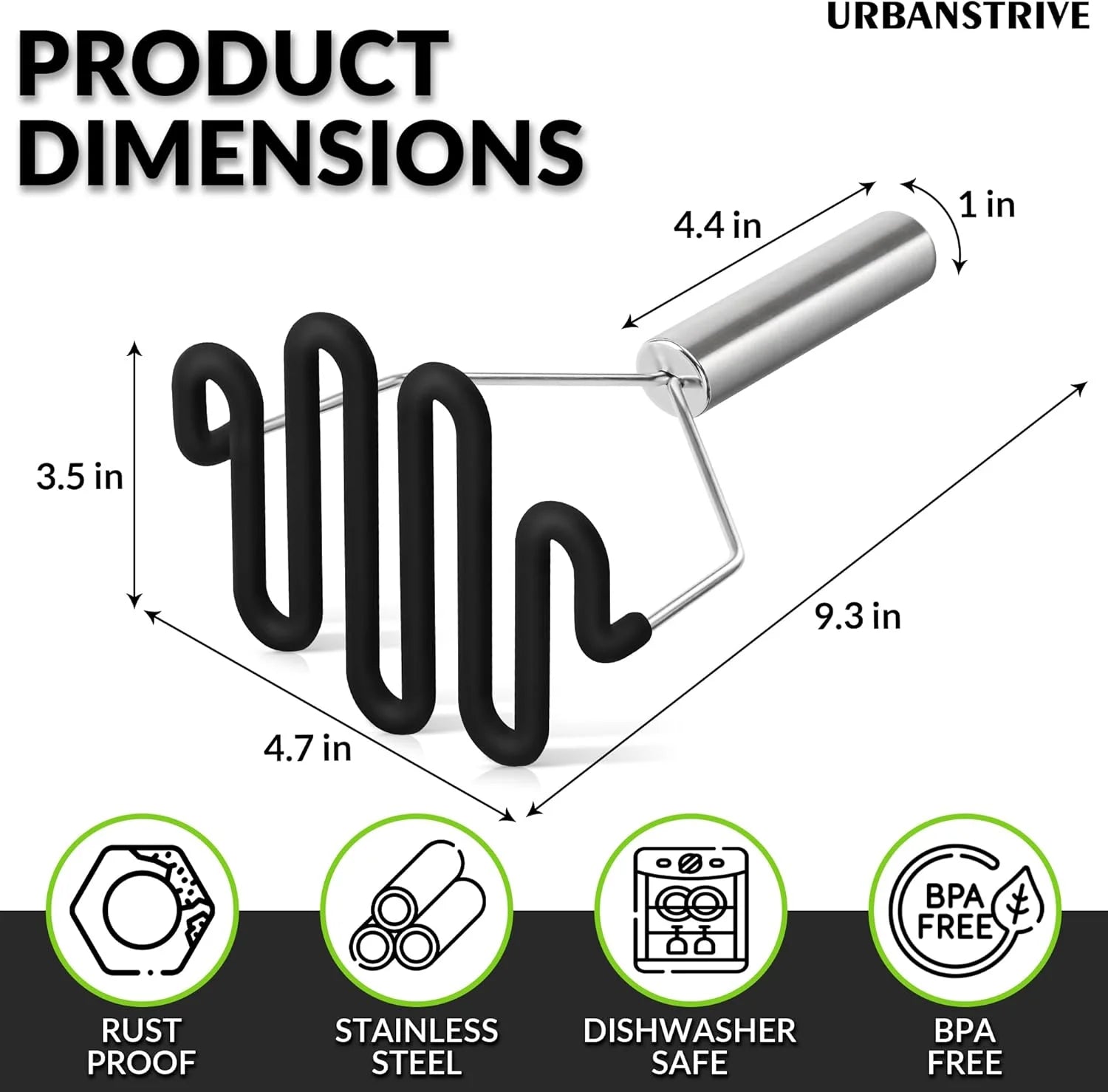 Non-Scratch Silicone Potato Masher Kitchen Tool Potatoes Masher Potato Masher Stainless Steel Wrapped In Premium Silicone Potato Smasher Black