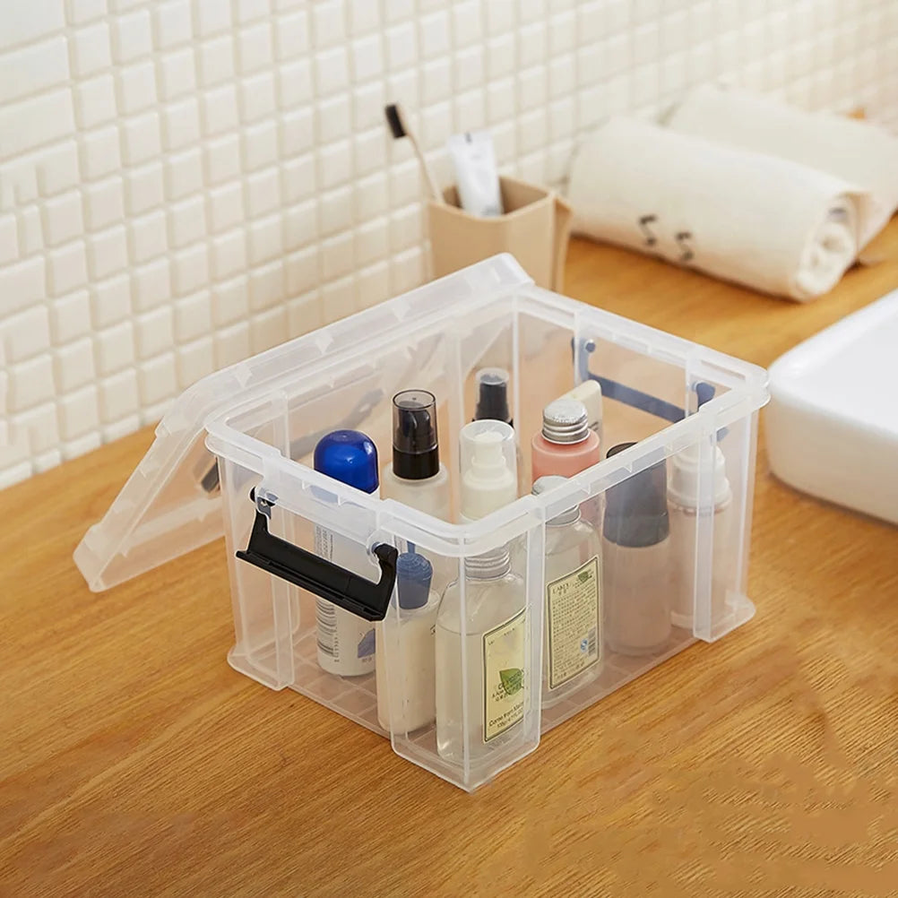 4Pcs Multi-functional Toy Storage Box Plastic Sundries Organizer with Lid Handles 8.5x6.5x5.0cm