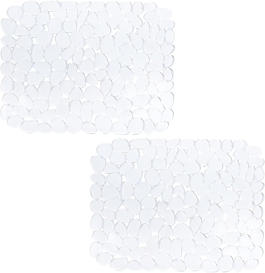 Bligli Pebble Sink Mat 2-Pack - PVC Kitchen Protector for Stainless Steel/Ceramic Dish Drying Mat for Dishes 15.7" x 11.8" Clear