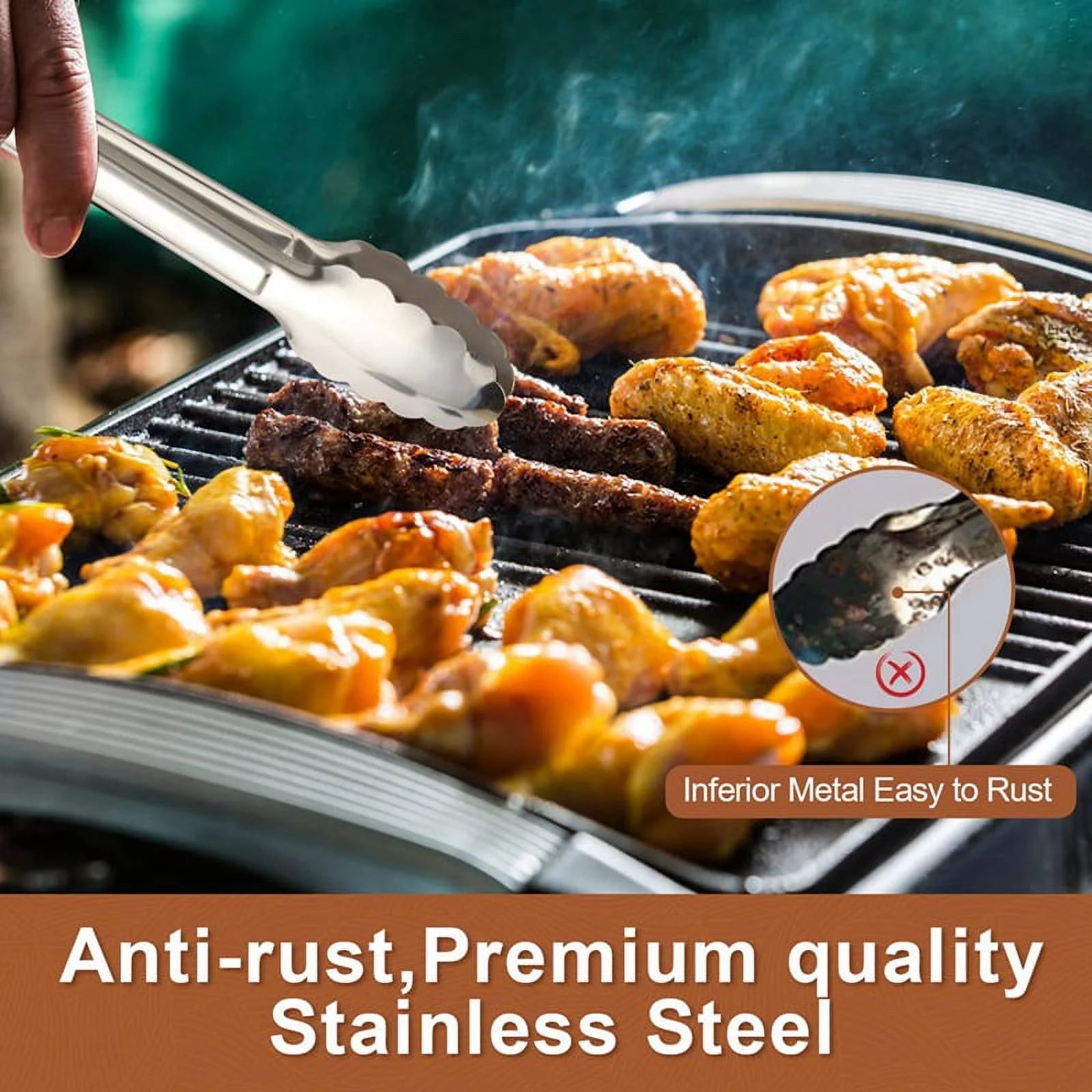 Unbranded 6 Pack Serving Tongs 7 Inch Stainless Steel Food Tongs for Salad Buffet Catering