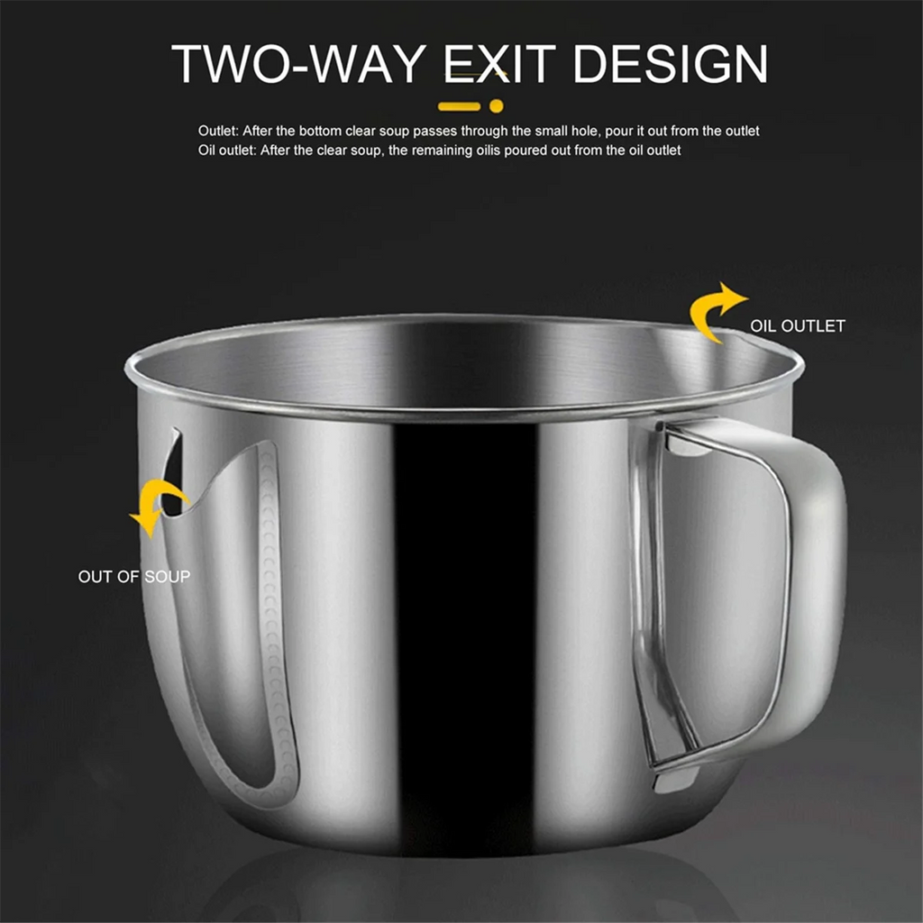 Stainless Steel Fat Separator 1L/4 Cup Gravy Grease with Strainer and Glass Lid Soup Oil Cup
