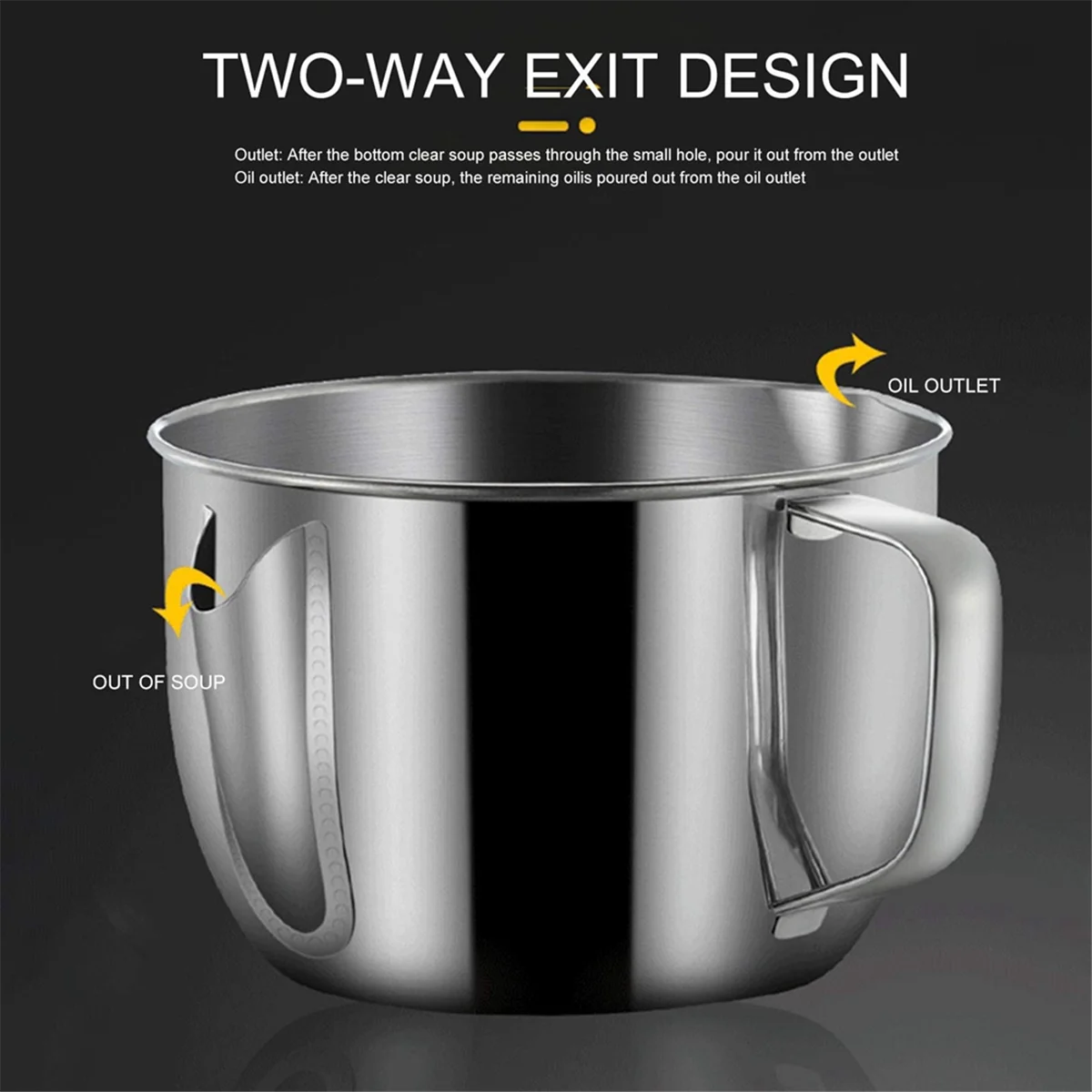 Stainless Steel Fat Separator 1L/4 Cup Gravy Grease with Strainer and Glass Lid Soup Oil Cup