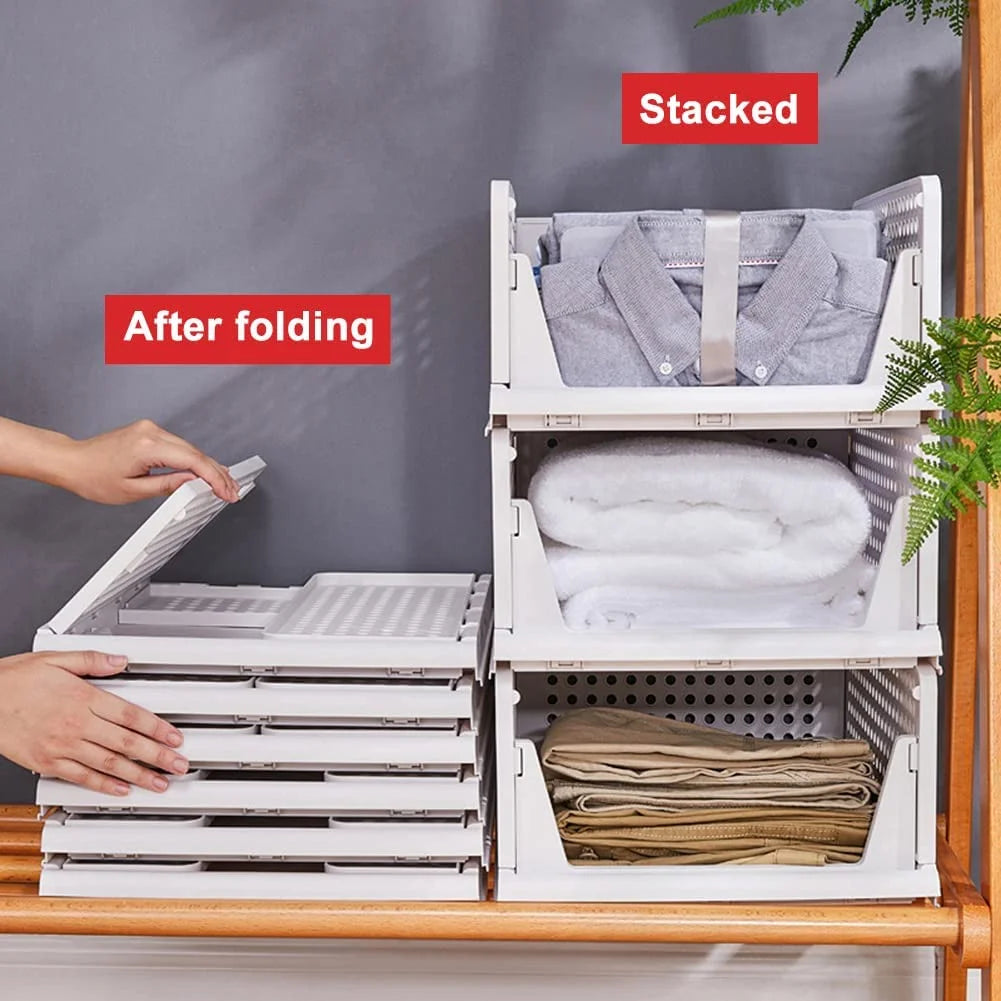 5 Pack Stackable Closet Storage Box,Closet Shelf Organizer and Storage Plastic Drawer Storage,Wardrobe Organizer Closet Organizers Storage Box for Cupboard Kitchen Office(5L)