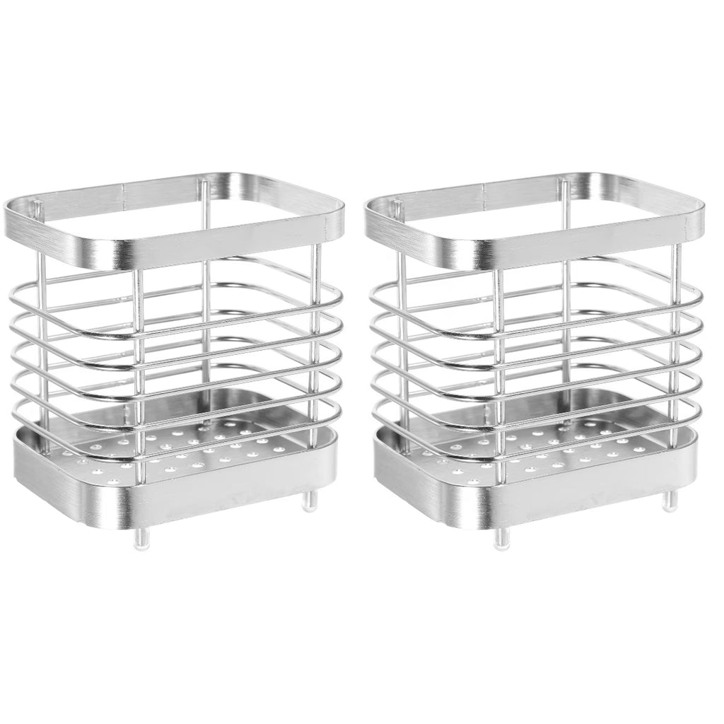 unbranded 2pcs Stainless Steel Cutlery Holder Kitchen Worktop Spoon Stand Space-saving Kitchen Utensil Holder