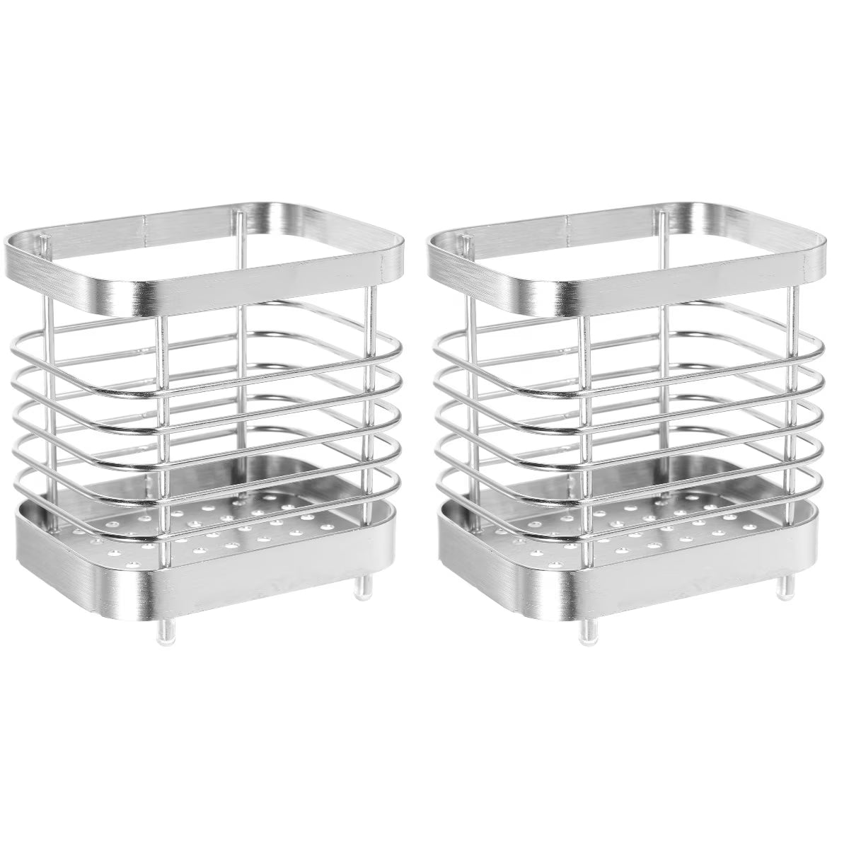 unbranded 2pcs Stainless Steel Cutlery Holder Kitchen Worktop Spoon Stand Space-saving Kitchen Utensil Holder