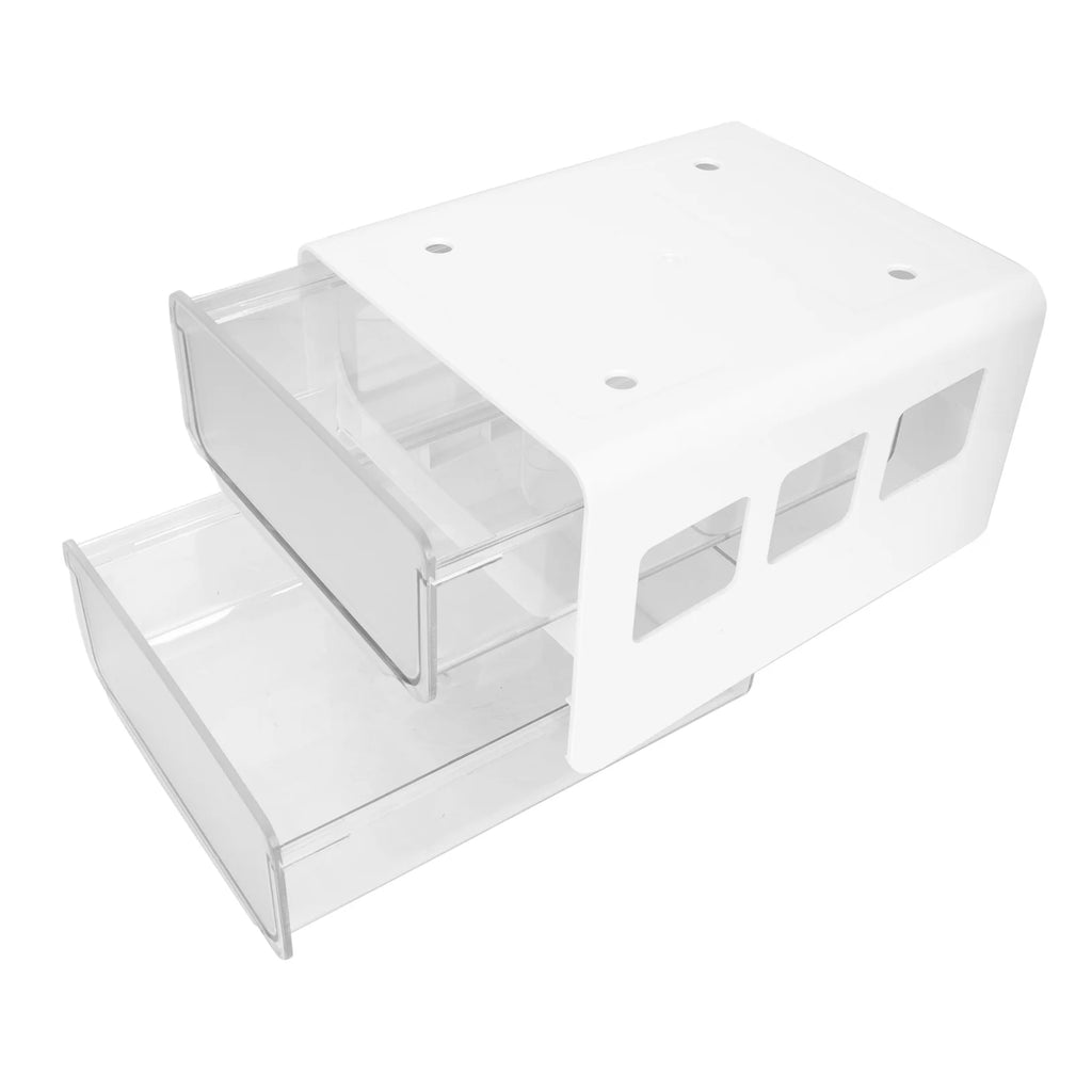 Double Storage Box Desktop Boxes Bins Table Shelf Office White