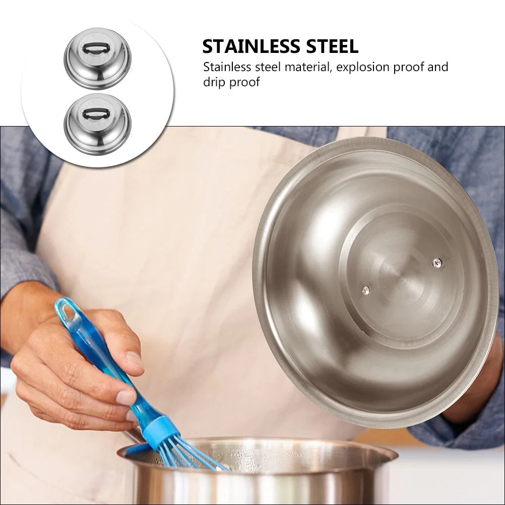 unbranded 2Pcs Stainless Steel Pot Covers 28.5cm Pot Lids Kitchen Accessories (Silver)
