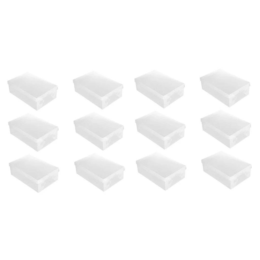 12 PCS Shoes Boxes Transparent Shoes Cases Plastic Storage Box Shoes Container for Home Shop 28x18x10cm