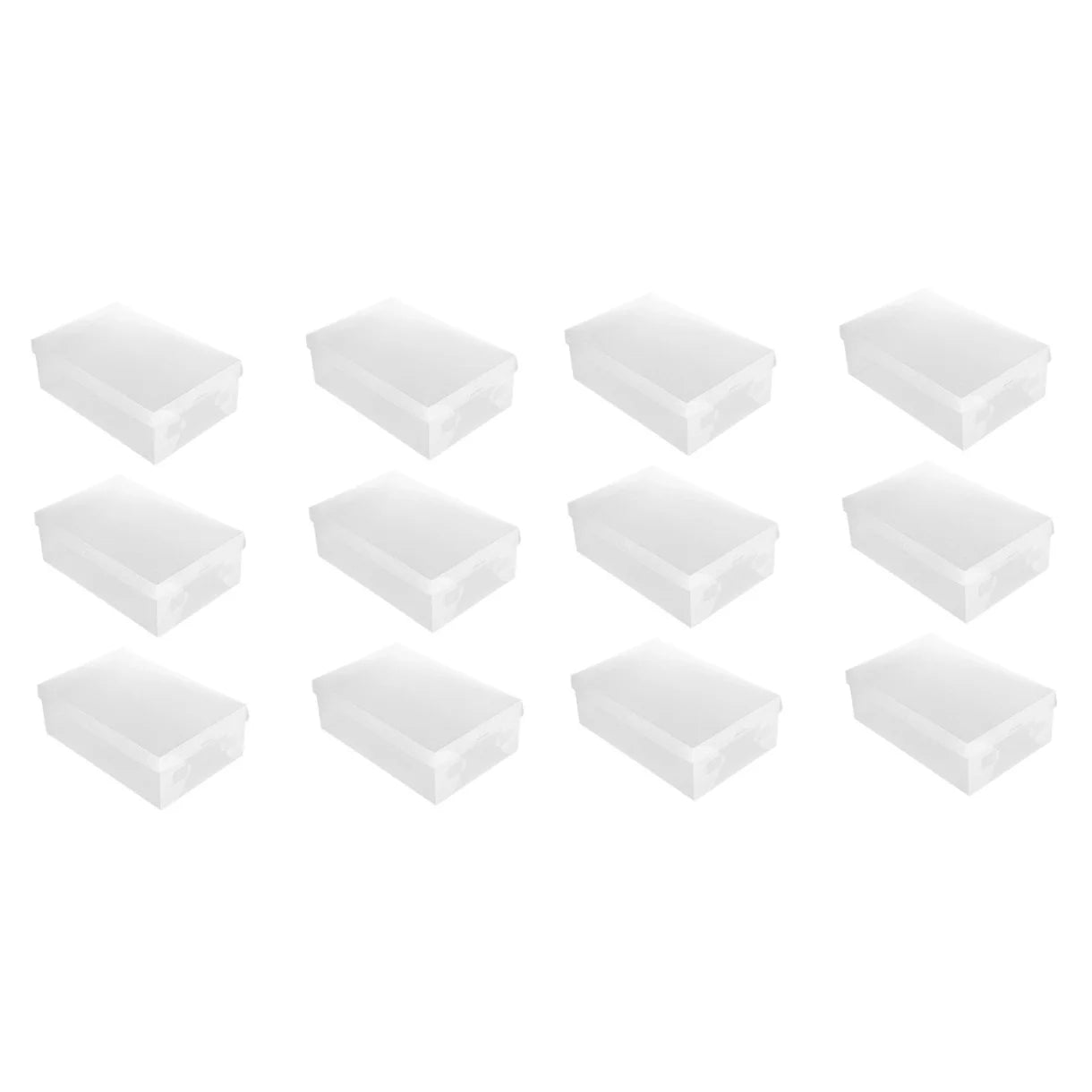 12 PCS Shoes Boxes Transparent Shoes Cases Plastic Storage Box Shoes Container for Home Shop 28x18x10cm