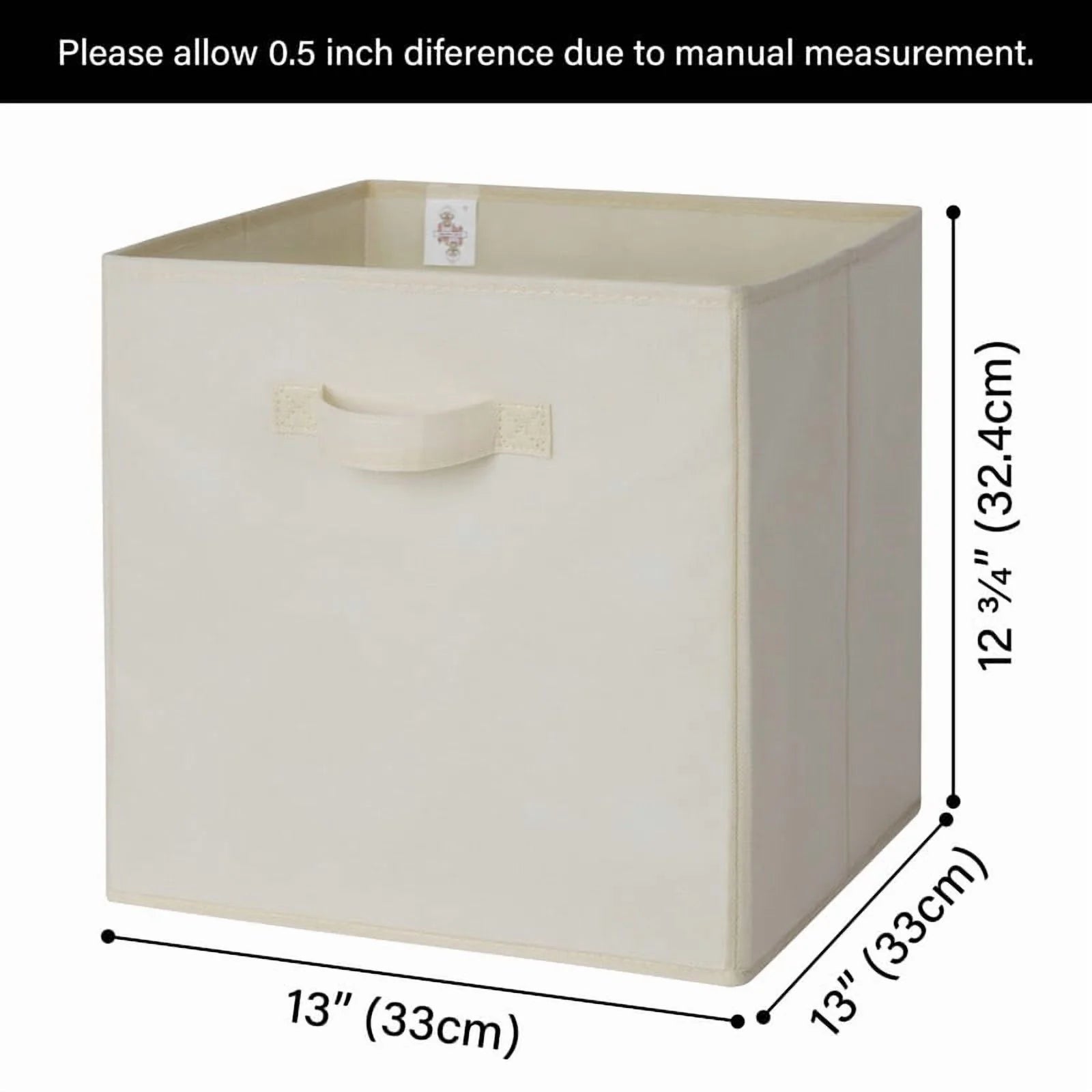 13 Inch Fabric Storage Cubes - Sturdy Collapsible Storage Bins &amp; Handle，Storage Organizer for Organizing Beige Storage Baskets 6-Pack