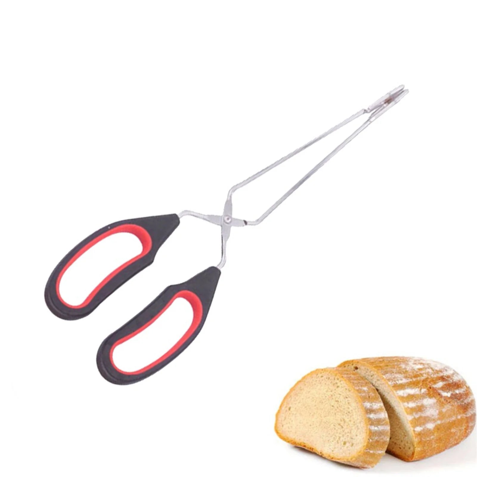 Scissor Tongs with Silicone Tips 23.5x7.5cm Stainless Steel Nonstick Kitchen Cooking Tool