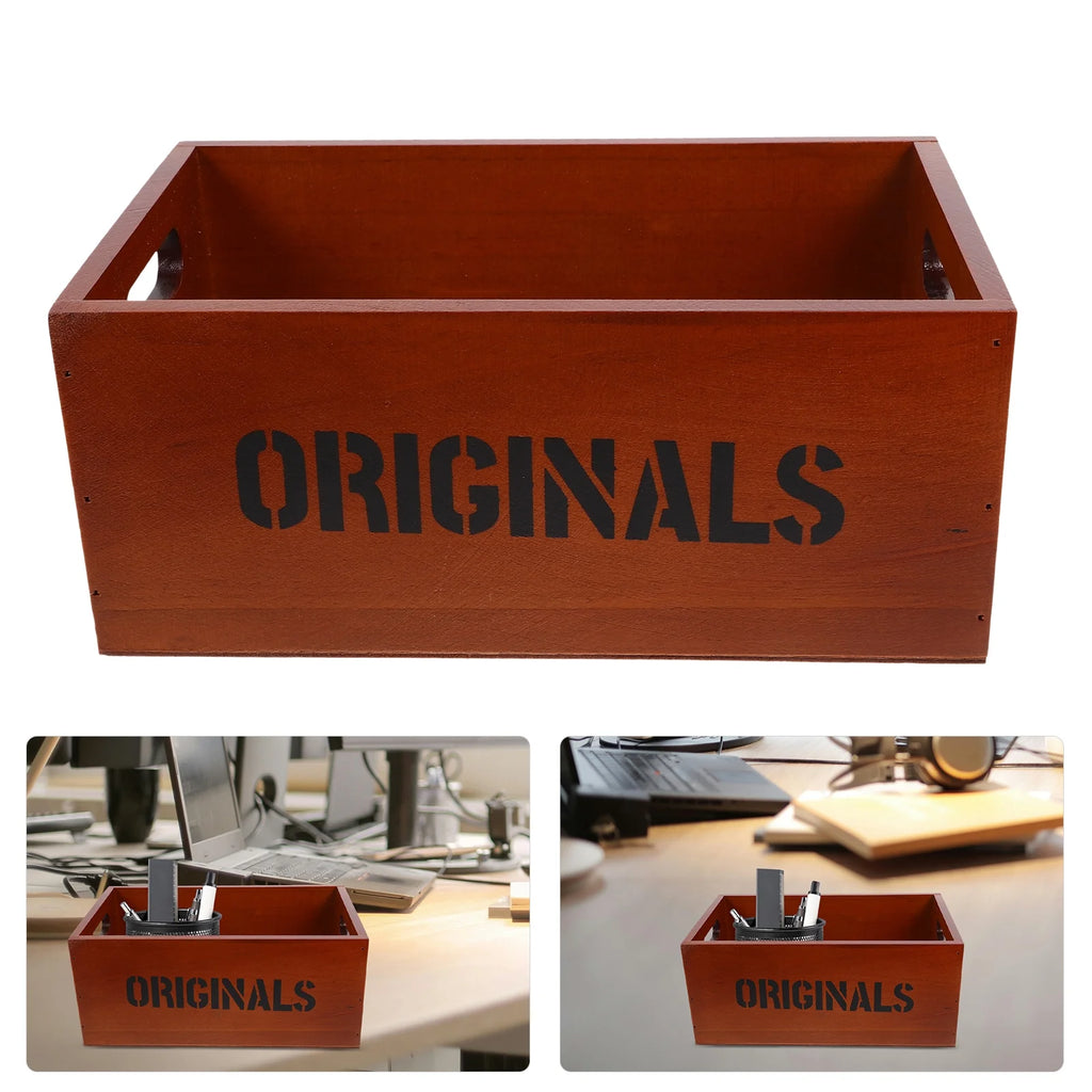 Monitor Stand Cube Storage Wooden Storage Box Office 26.00X16.00X11.00CM Brown
