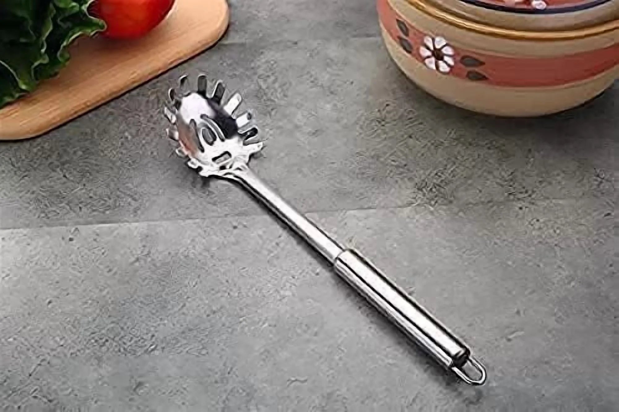 2-Piece Spaghetti Set Stainless Steel Pasta&amp; Tongs Heat Resistant 12 Inch