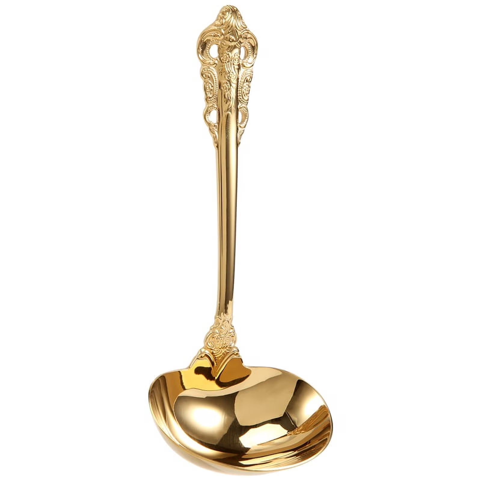 304 Stainless Steel Soup Ladle Cooking Tool Kitchen Gold Plated Spoon