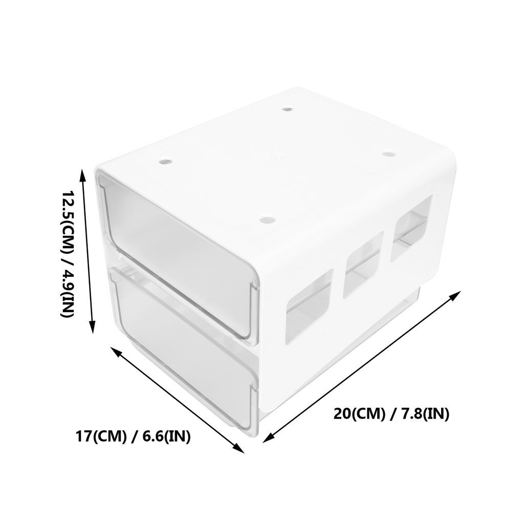 Double Storage Box Desktop Boxes Bins Table Shelf Office White