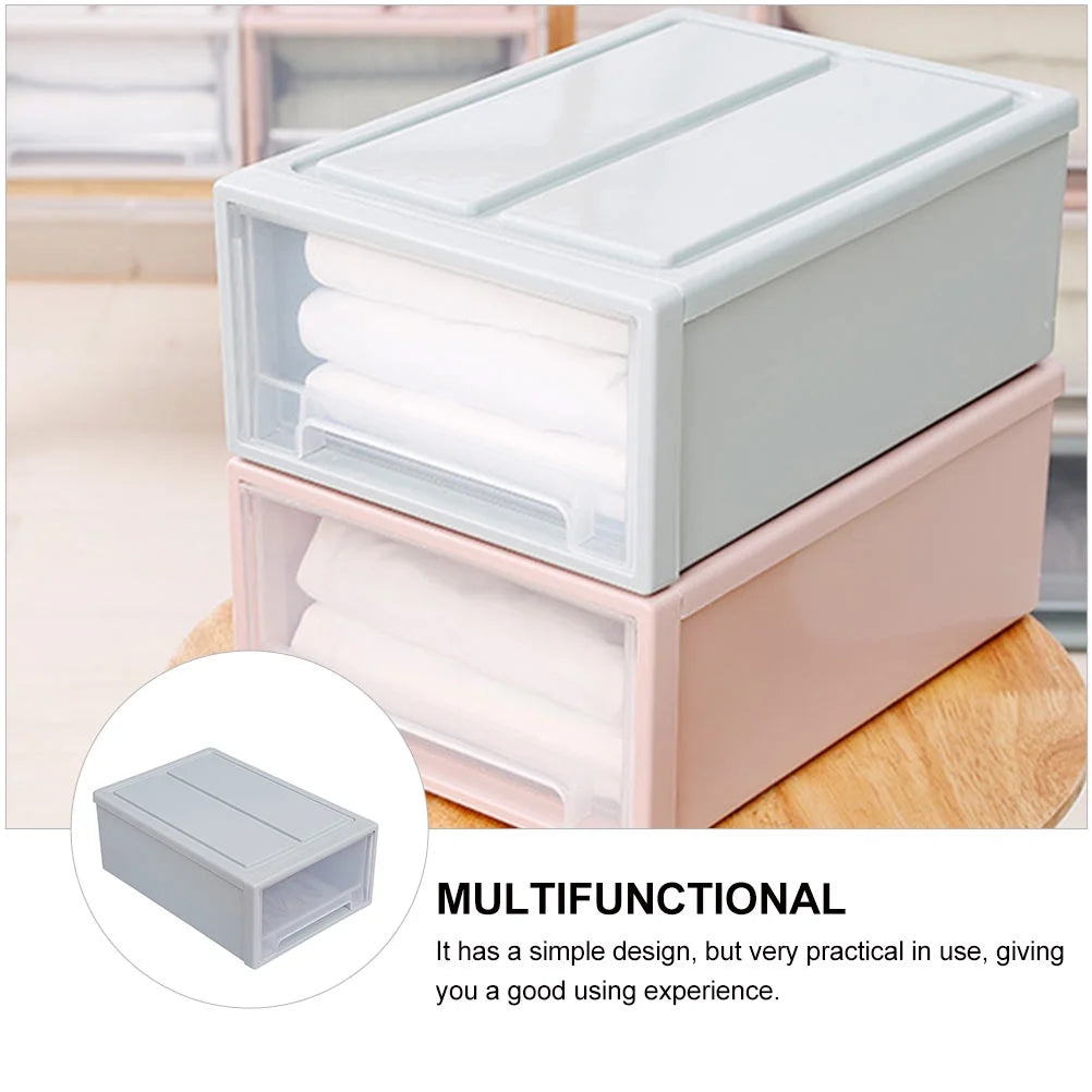 2pcs Drawer Clothes Storage Box- Out Drawer Container for Organizing Mens and Shoes Sandals Wedges Flats Heels and Accessories Blue