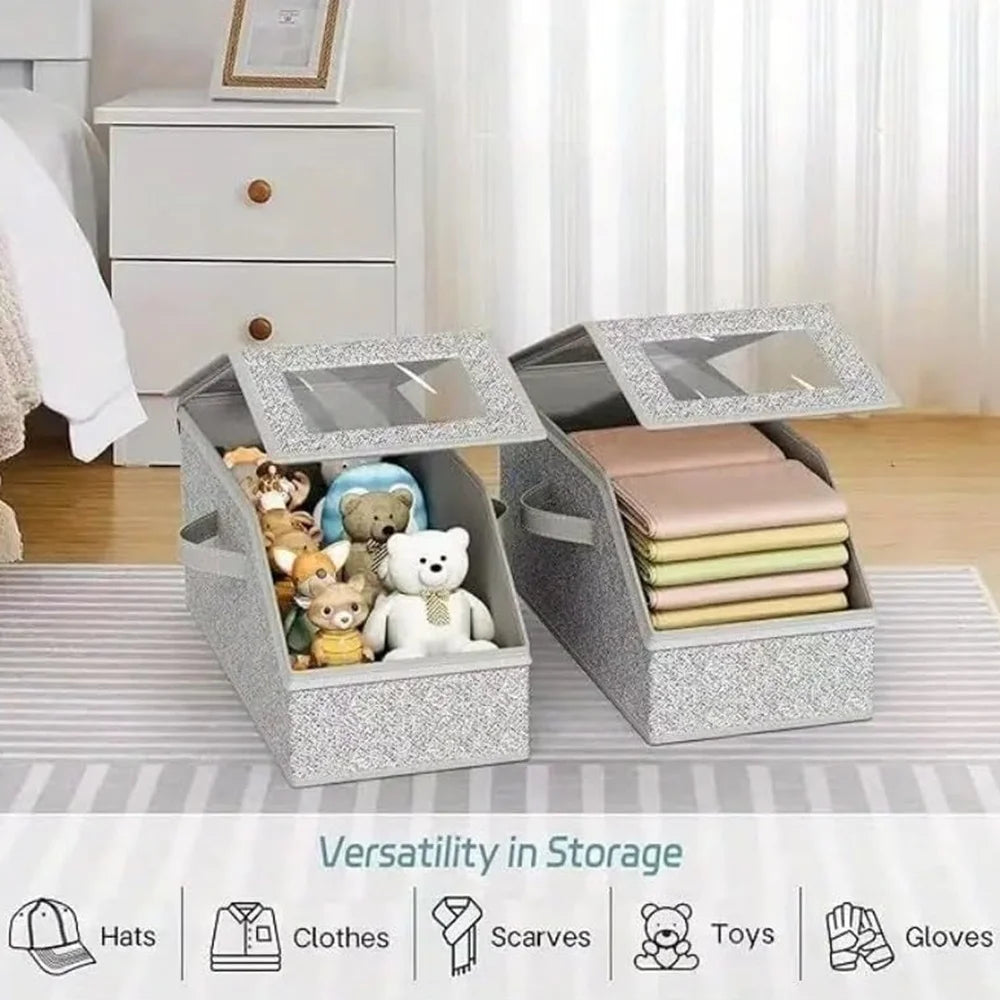4 PCS Stackable Hat Storage for Baseball Caps Hat Storage Boxes for Closet Holds up to 12 Caps with Cardboard Hat Organizer for Women &amp; Men (Grey)