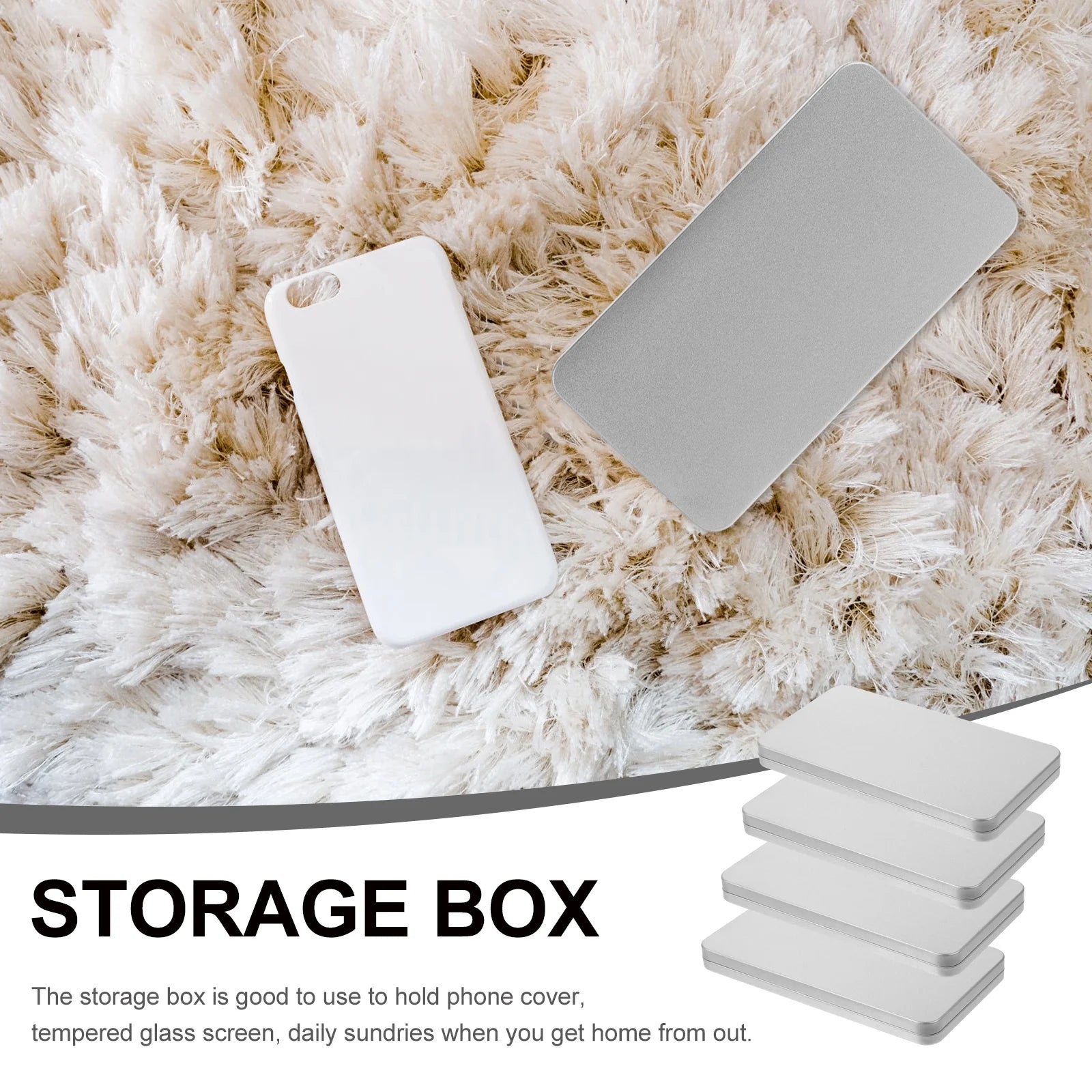 4 Pcs Clear Wicker Basket Tempered Film Storage Box Stylish Holder